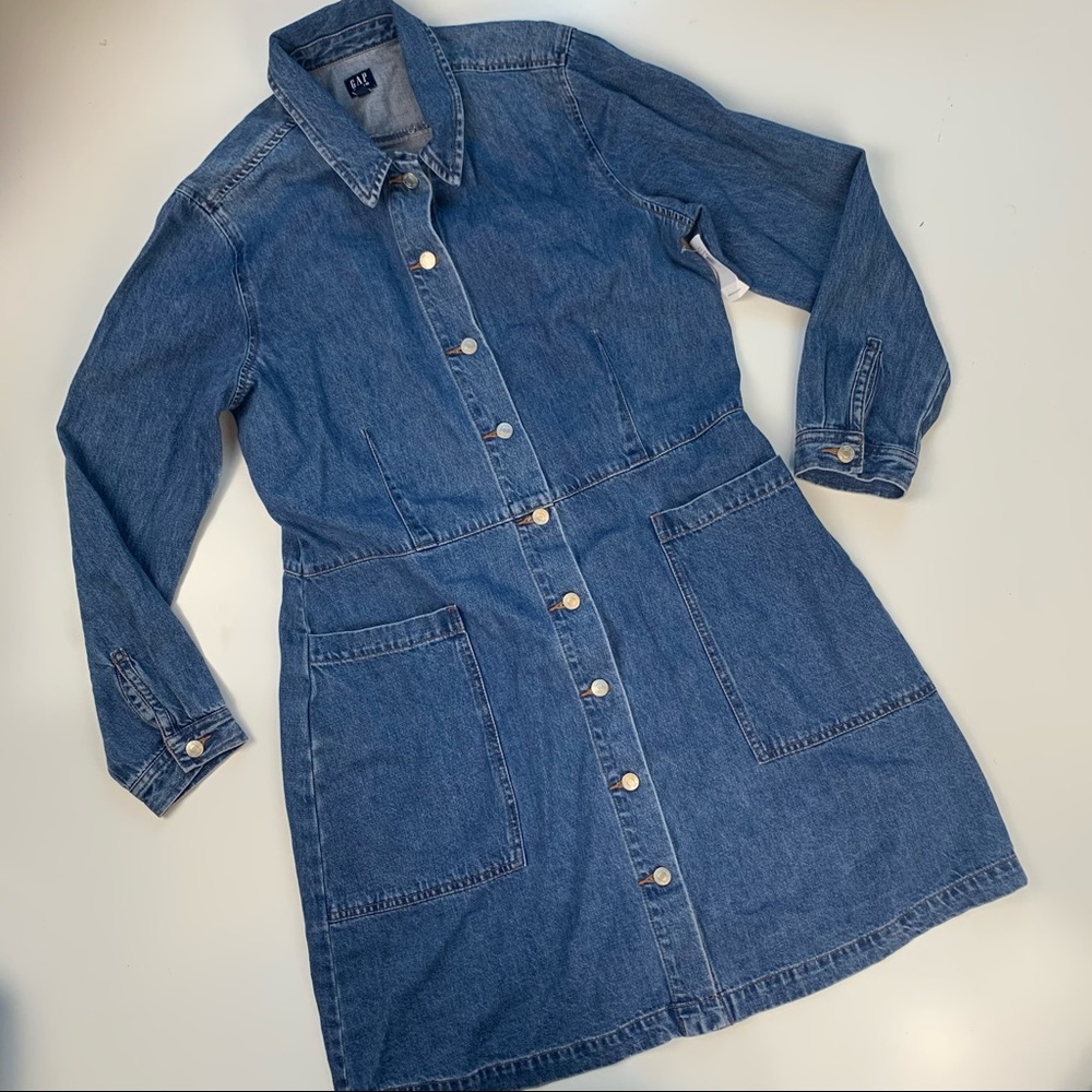 Gap Factory Denim button front dress long sleeve